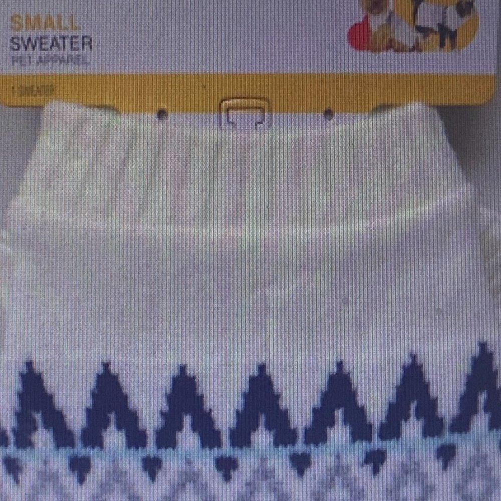 Boots & Barkley Small Pet Sweater - Cream/White Diamond Pattern